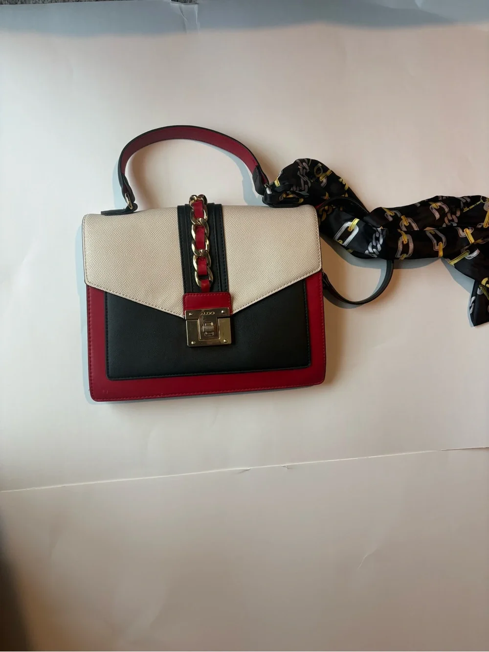 Aldo Tricolor Top-Handle Satchel - White, Black & Red